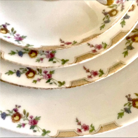 Wm Guerin for Gimbal Bros Limoges France Pink Roses Flowers 5pc PLACE SE… - Picture 3 of 8